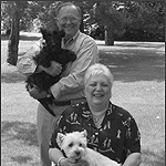 Jerry and Lois Patten with their dogs